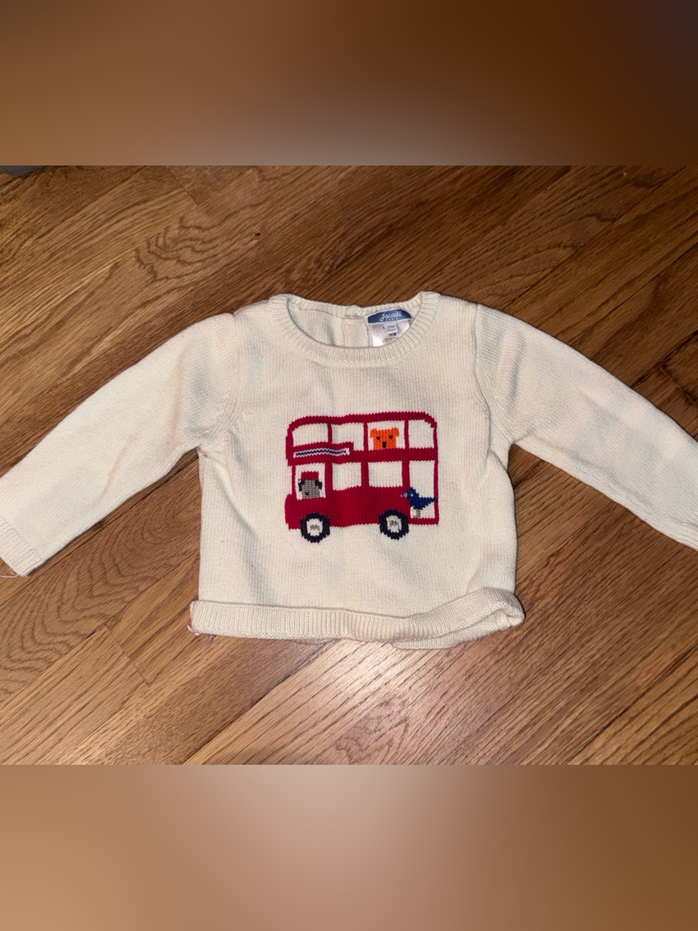 Jacadi Cream Knit Baby Sweater London bus